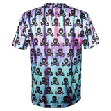 HK Army All Over print shirt with tie dye background and repeating black hk skulls - Back