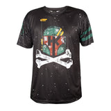 Hk Army May the Forth Boba Phat dryfit shirt black with star ware themed skull in green Front.