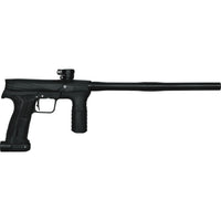 Black paintball gun on a white background