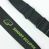 Black lanyard strap with 'Shoot Eclipse' branding on a white background