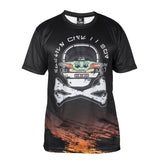 HK Army HSTL Wars Dryfit Shirt with baby yoda riding in a HK skull space shiip Front
