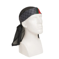 HK Army Headwrap with HH Repeating pattern in Grey, with Black Mesh