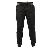 HK Army Track Jogger Pants in Black with HK Skull logo down the side in Grey - Front View