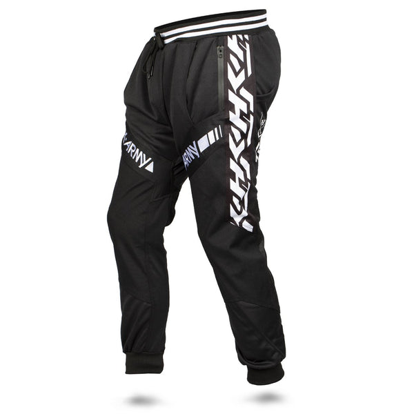 HK Army TRK Jogger Pant in Black with HK Typeface down the side - Black White - Side View